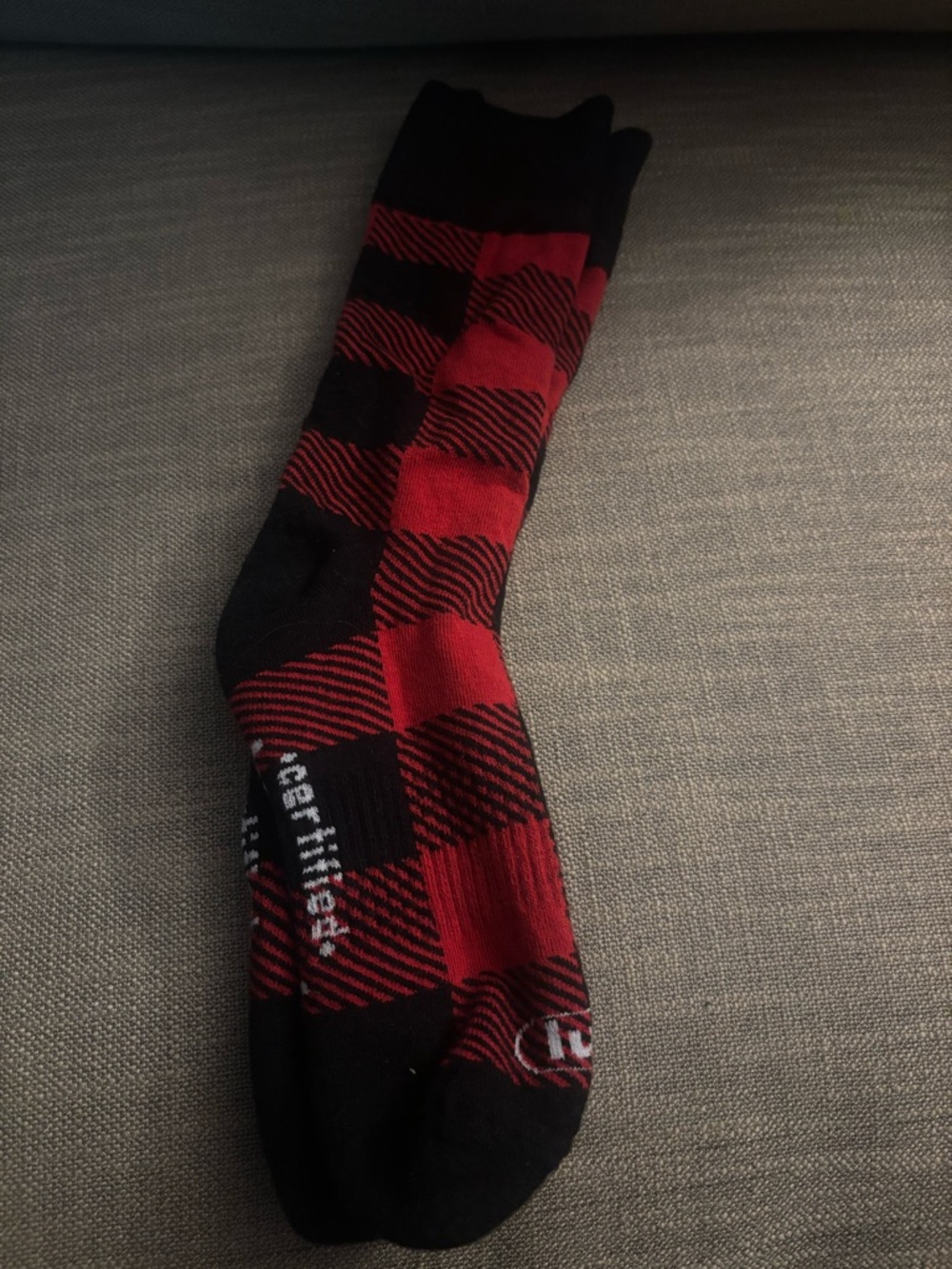 Lug Buffalo Check Red Crew Socks NWOT